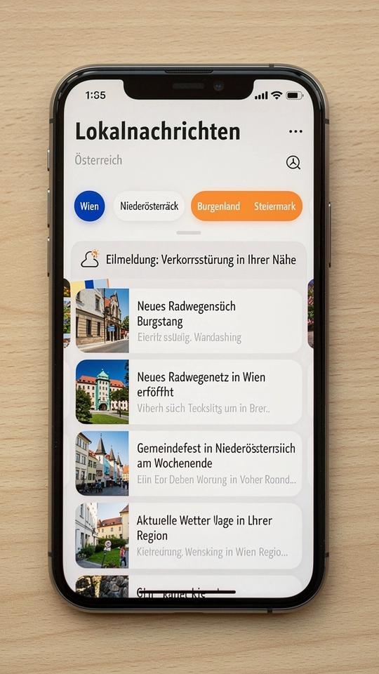 App-Vorschau: lokale Austria-Updates mit Alerts und Kurzfassungen