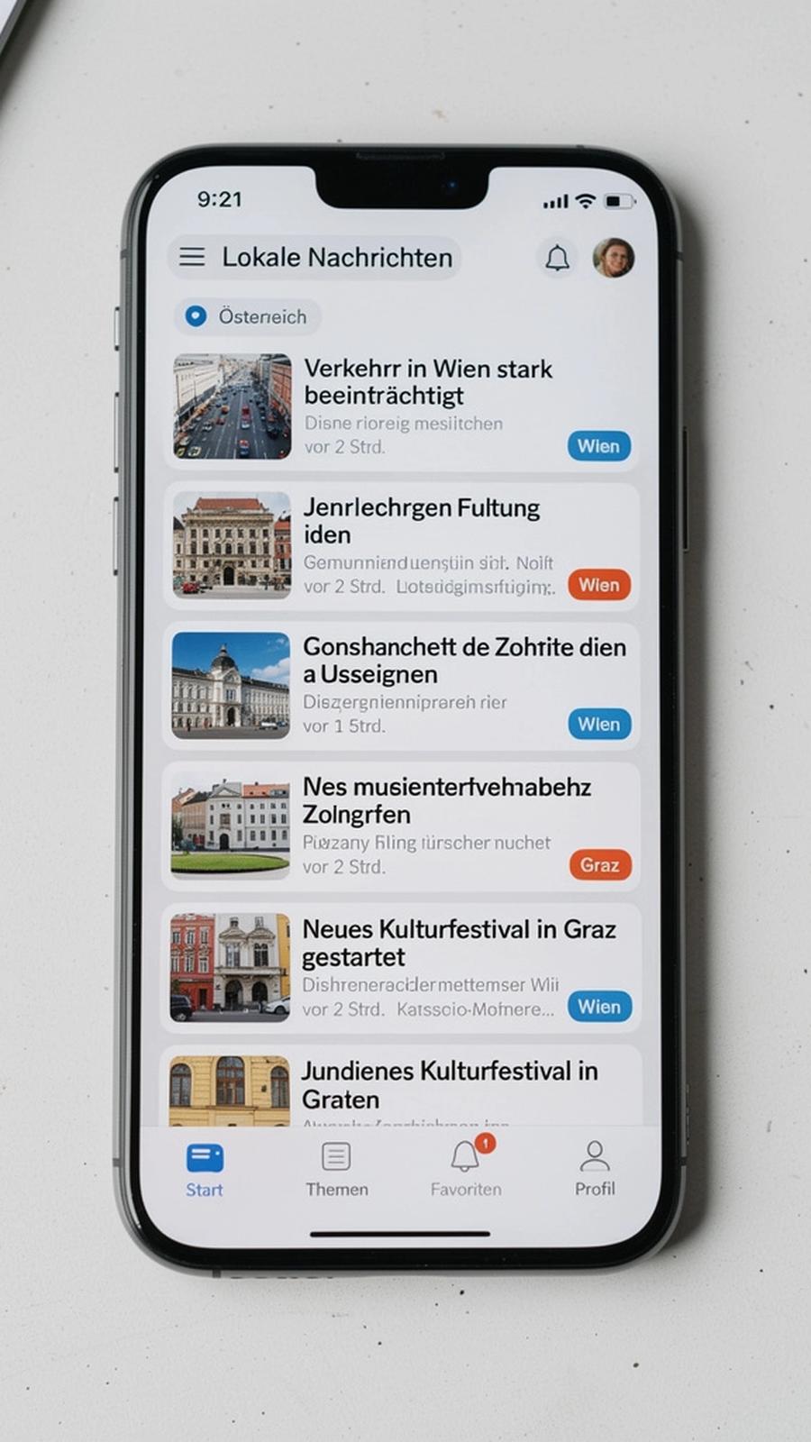 Screenshot: Lokaler Feed mit aktuellen Meldungen